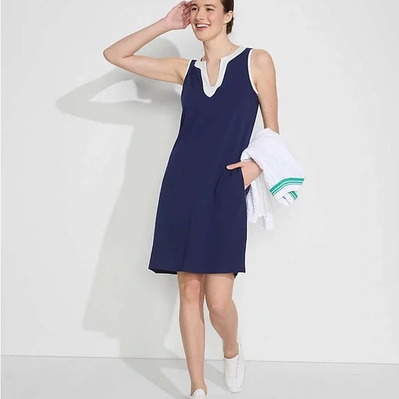 Lands End Navy Cotton Dress M NEW - Picture 4 of 7